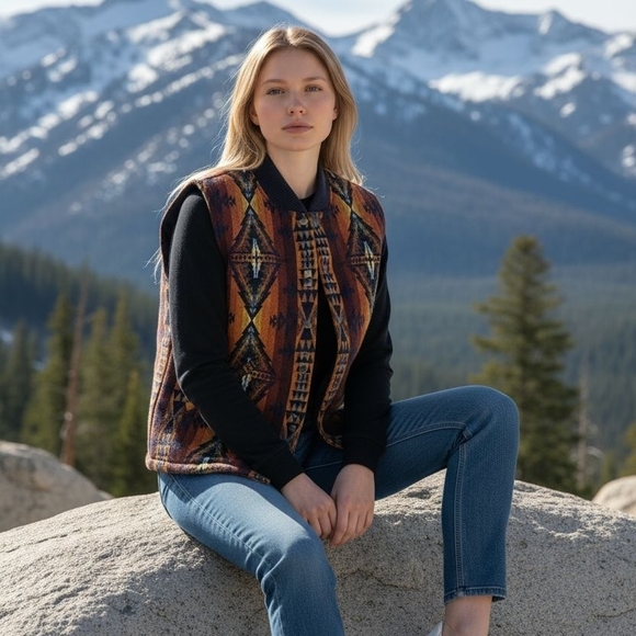 ✨️RARE VINTGE! Pendleton Wool Southwestern Style Multicolor Vest! - Picture 3 of 12